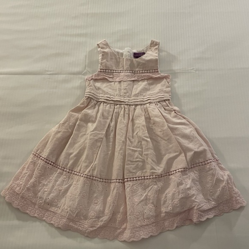 Shrinking Violet Pink Linen‎ Blend Dress Girls Size 5T Fully Lined Easter